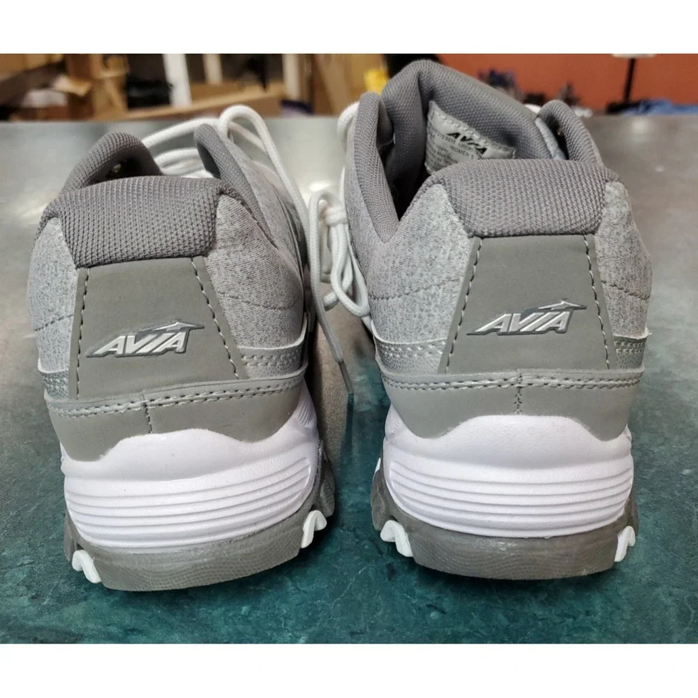 Avia Womens Gray  White  Lace-Up Memory Foam Low-Top Athletic Sneakers sz. 11 43
